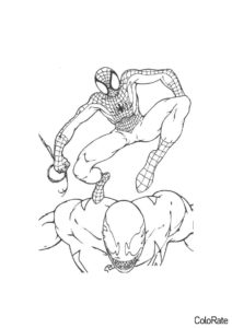 Разукрашка Битва с Веномом распечатать на А4 и скачать - Человек-паук
