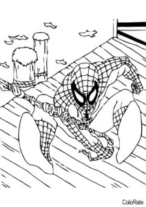 На причале (Человек-паук) бесплатная раскраска на печать