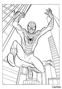Бесплатная раскраска Прыжок Человека-паука распечатать и скачать - Человек-паук