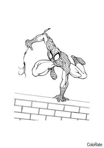 Спайдермен запрыгивает на крышу - Человек-паук раскраска распечатать на А4