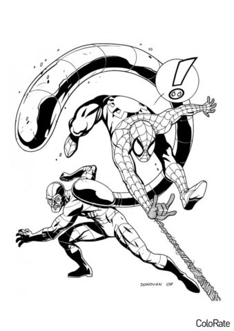 Человек-паук распечатать раскраску - Спайдермен уворачивается от атаки