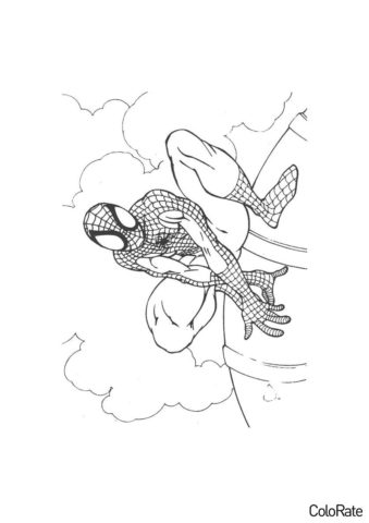 Разукрашка Человек паук на крыше распечатать на А4 и скачать - Человек-паук