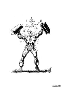Железный человек бесплатная разукрашка - Iron Man ломает балку
