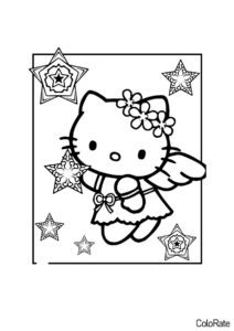 Ангелочек Хелло Китти - Hello Kitty бесплатная раскраска