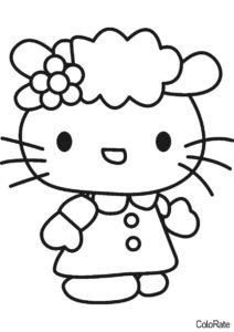 Hello Kitty распечатать раскраску на А4 - Барашек из Хелло Китти