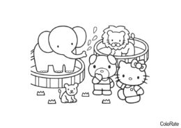 Бесплатная раскраска В зоопарке распечатать на А4 - Hello Kitty