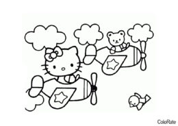 Раскраска Воздушная гонка распечатать и скачать - Hello Kitty