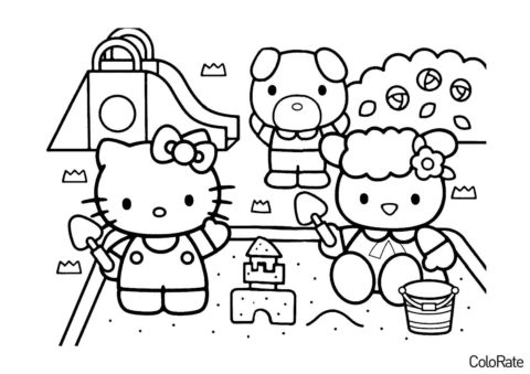 Hello Kitty бесплатная разукрашка - Игра в песочнице