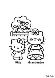 Раскраска Китти с бабушкой распечатать на А4 и скачать - Hello Kitty