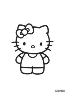 Hello Kitty бесплатная разукрашка - Кошечка Хелло Китти