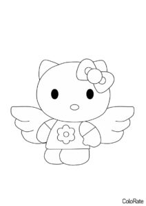 Крылатая фея раскраска распечатать на А4 - Hello Kitty