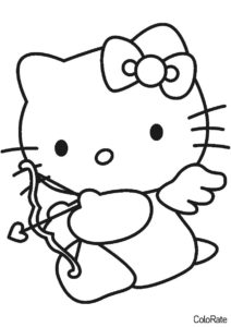 Купидон раскраска распечатать и скачать - Hello Kitty