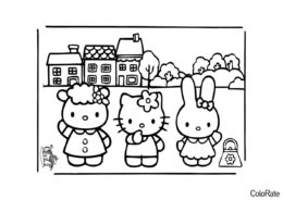 Hello Kitty бесплатная раскраска - Лучшие подруги