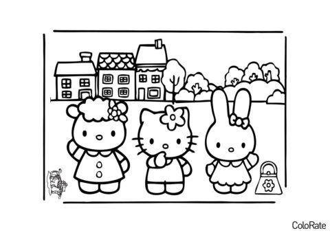 Hello Kitty бесплатная раскраска - Лучшие подруги