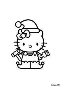 Бесплатная раскраска Мастер на все руки распечатать на А4 - Hello Kitty