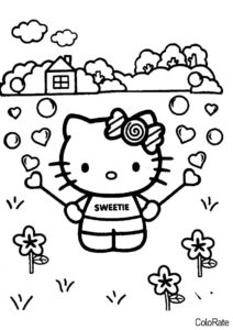 Милашка Хелло Китти распечатать раскраску - Hello Kitty
