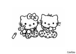 Подготовка ко сну раскраска распечатать бесплатно на А4 - Hello Kitty