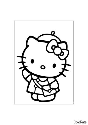 Приветливая кошечка раскраска распечатать и скачать - Hello Kitty