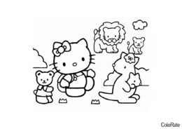 Прогулка в парке (Hello Kitty) распечатать бесплатную раскраску