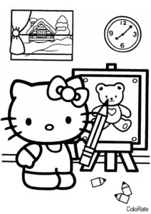 Раскраска Рисунок карандашом распечатать на А4 и скачать - Hello Kitty