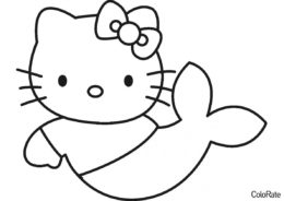 Hello Kitty бесплатная разукрашка - Русалка Хелло Китти