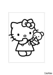 С любимой куклой (Hello Kitty) распечатать раскраску