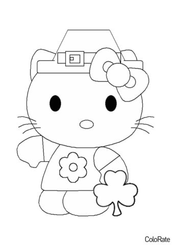 Хелло Китти в странной шляпе (Hello Kitty) распечатать раскраску