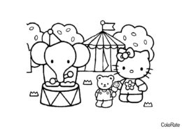 Хелло Китти в цирке распечатать разукрашку бесплатно - Hello Kitty