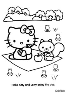 Бесплатная раскраска Хелло Китти и Лорри распечатать на А4 и скачать - Hello Kitty