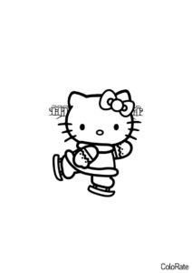 Хелло Китти на коньках - Hello Kitty бесплатная раскраска
