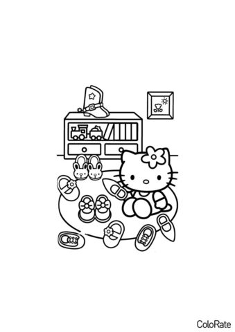 Хелло Китти с обувью - Hello Kitty бесплатная раскраска