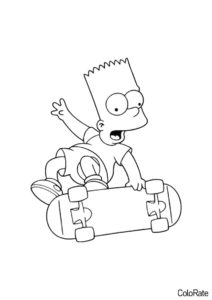 Симпсоны бесплатная раскраска - Барт выполняет трюки