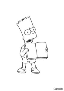 Барт показывает дневник распечатать и скачать раскраску - Симпсоны