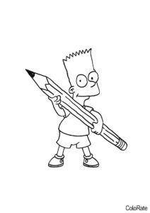 Бесплатная раскраска Барт с огромным карандашом - Симпсоны