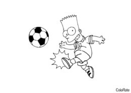 Симпсоны распечатать раскраску на А4 - Барт Симпсон играет в футбол