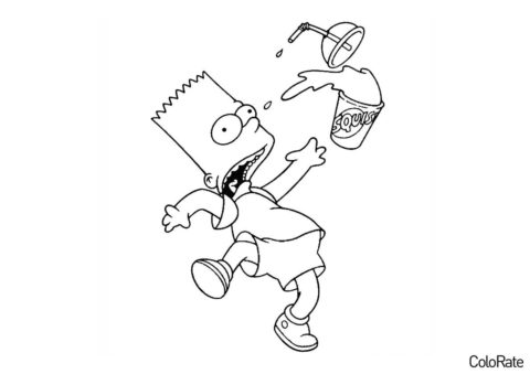Барт споткнулся - Симпсоны распечатать раскраску на А4