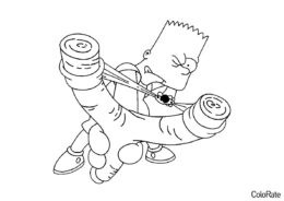 Барт стреляет из рогатки раскраска распечатать и скачать - Симпсоны