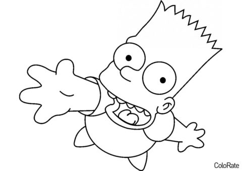 Веселый Барт Симпсон распечатать и скачать раскраску - Симпсоны