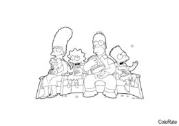Все семейство в кинотеатре распечатать разукрашку бесплатно - Симпсоны