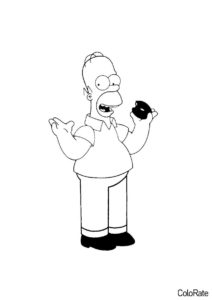Гомер с пончиком (Симпсоны) распечатать разукрашку