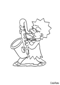 Лиза играет на саксофоне распечатать и скачать раскраску - Симпсоны