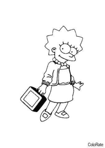 Лиза идет в школу раскраска распечатать и скачать - Симпсоны