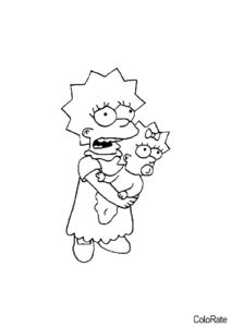 Лиза с малышкой раскраска распечатать на А4 - Симпсоны
