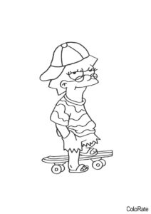 Лиза Симпсон на скейте распечатать разукрашку бесплатно - Симпсоны