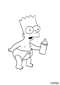 Ребеночек Барт - Симпсоны распечатать раскраску на А4