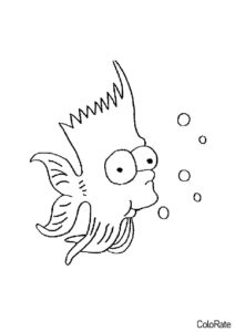 Раскраска Рыбка Барт распечатать и скачать - Симпсоны