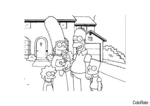Семейное фото распечатать разукрашку бесплатно - Симпсоны