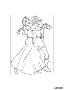Принц Чамминг с Фионой бесплатная раскраска - Шрек