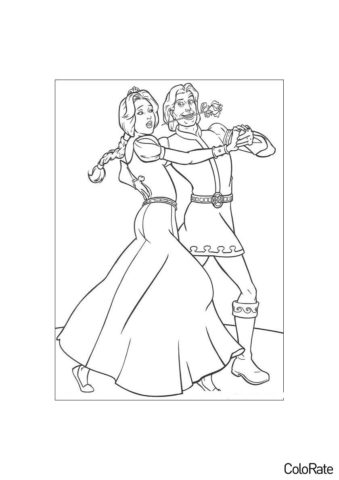 Принц Чамминг с Фионой бесплатная раскраска - Шрек