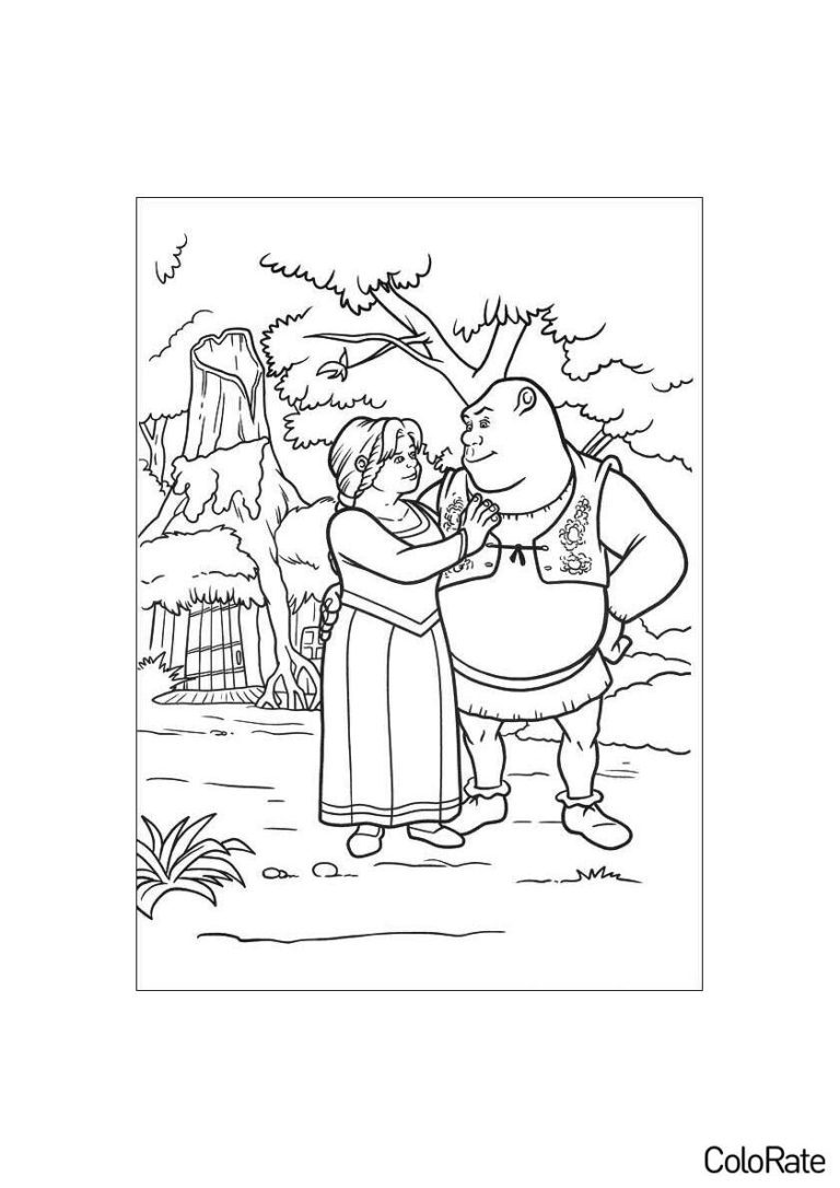 Раскраска Родное болото распечатать - Шрек